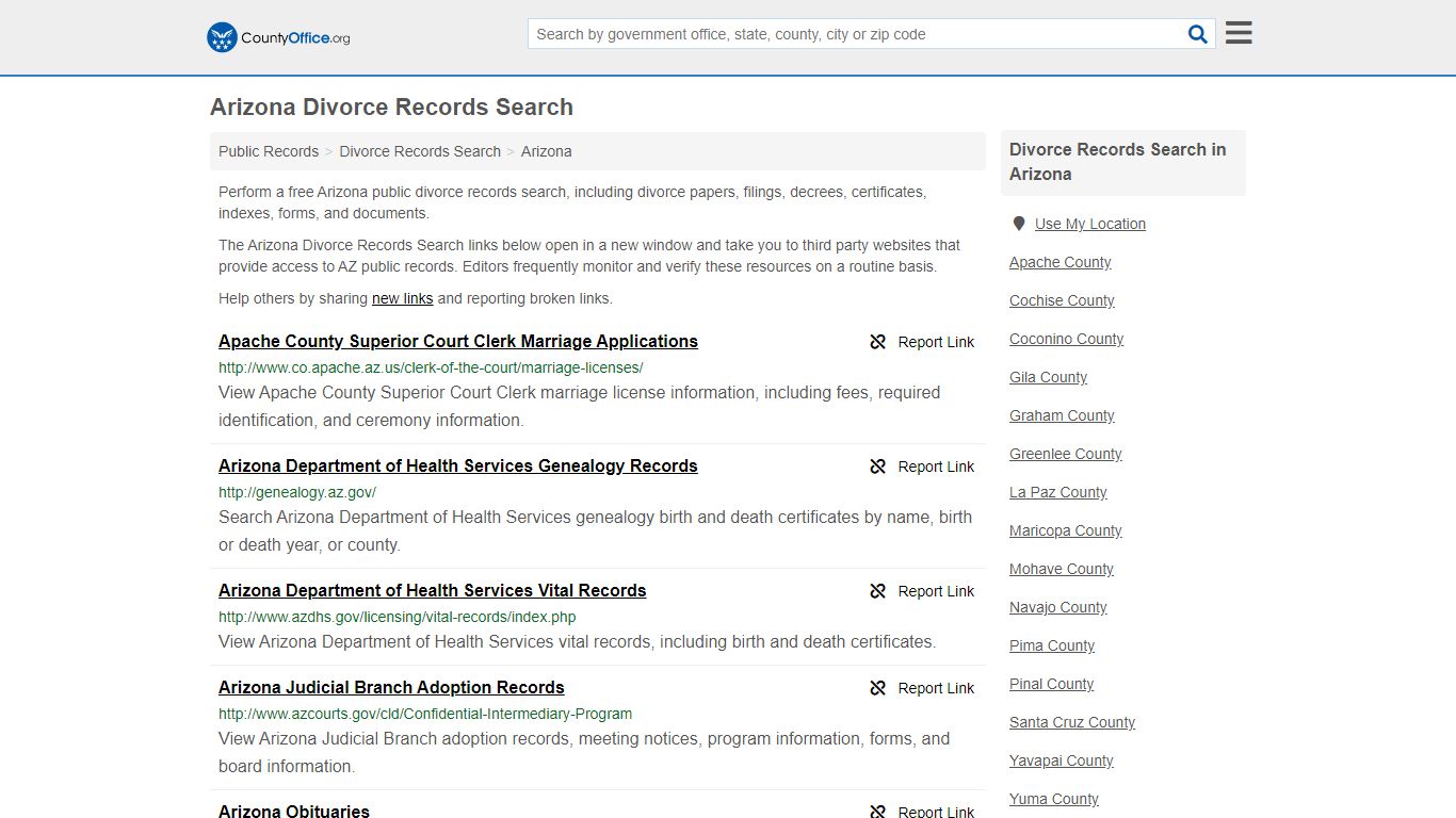 Divorce Records Search - Arizona (Divorce Certificates ...